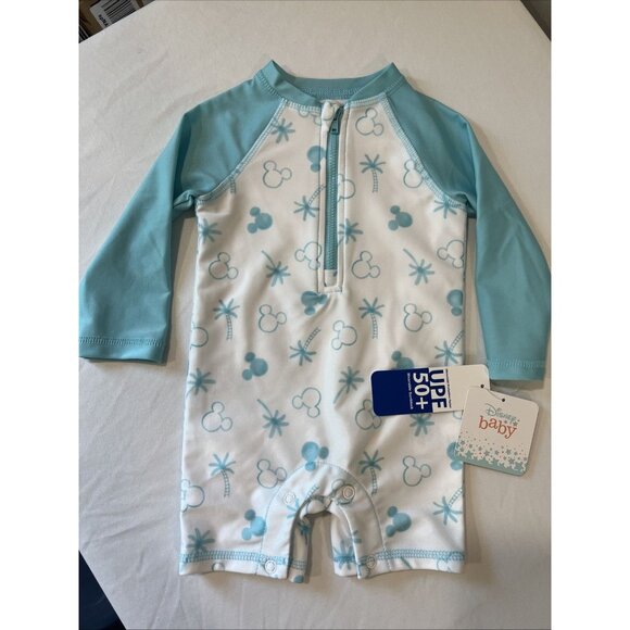 Disney Mickey Baby Rashguard Swim One Piece, Baby Girl Boy 12 Month, NWT UPF 50+ - Picture 1 of 5